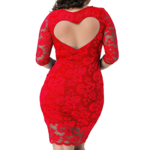 Lace Heart Sexy Red Slim Fashion Dress