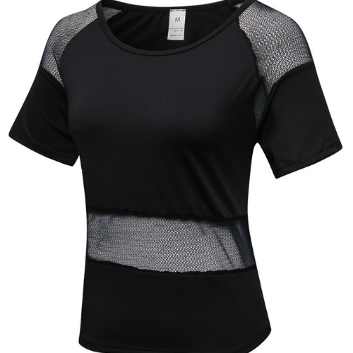 Loose Fitting Gym T-Shirt with Breathable Pieces (Black)