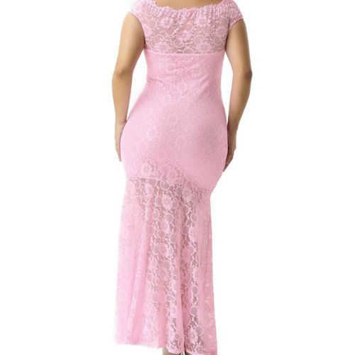 Pink Lace Elegant Party Gown