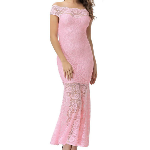 Pink Lace Elegant Party Gown