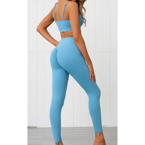 Stunning Beautiful Blue Tight Fitting Long Pants with Gorgeous Designed Bra Top