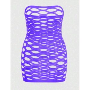 Cut Out Plus Size Boob Tjoop Body Stocking Dress (Purple)