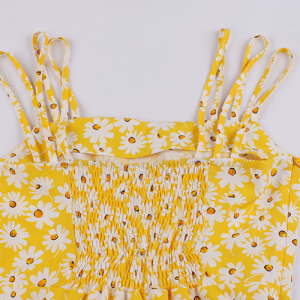 Cute Daisy Print Spaghetti Straps Dress