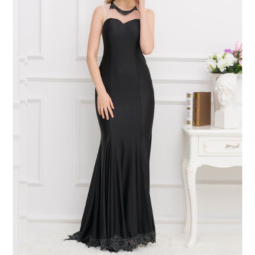 Elegant Black Transparent Gauze Evening Dress