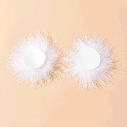 Fluffy Detailed Nipple Pasties - Back