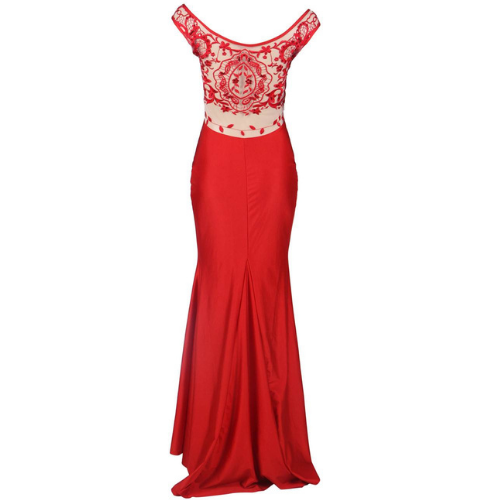 Gorgeous Off Shoulder Embroidery Evening Dress (Red)