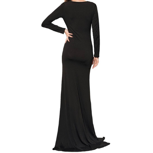 Sexy Long Sleeve Black Lace Trim Gown