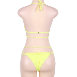 Unique As Can Get Strappy Design Bikini (Bright Yellow)