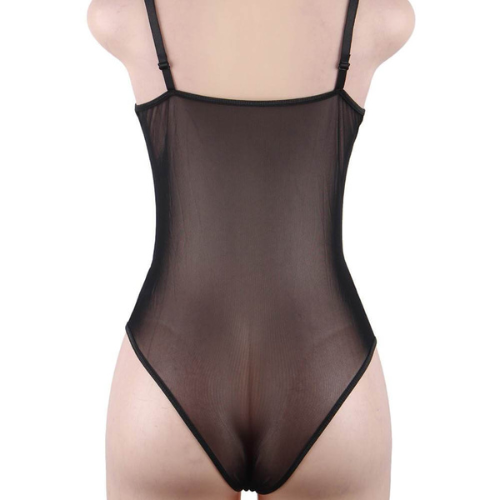 Beautiful Unique Pure Soft Cups Mesh and Lace Teddy (Black)