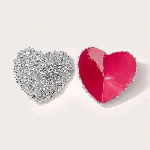 Heart Shaped Rhinestone Nipple Pasties - Front and Inside