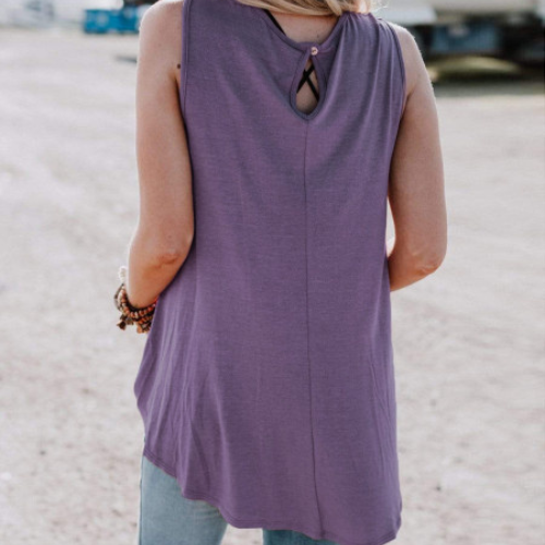 Lace Embroidered Sleeveless Top (Violet)
