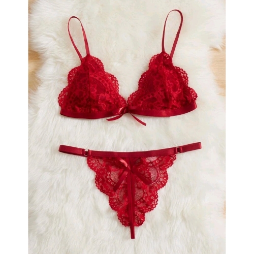 Scalloped Lace Edging Sexy Set (Red) – Sarita-Inc