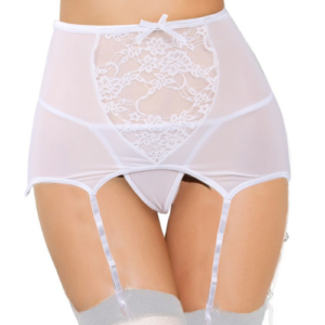 Sexy High Waist Lace Garter Panty (White)