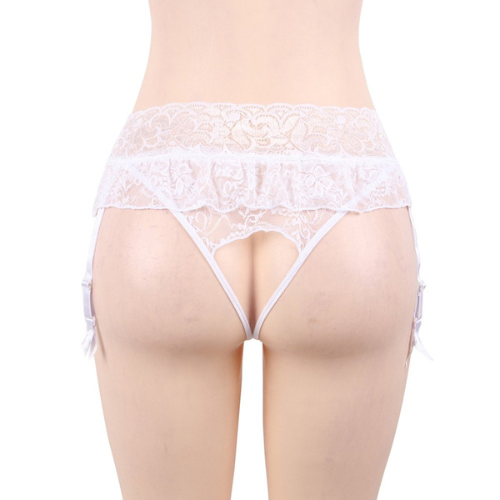 Stunning Sexy Lace Garter Panty (White)