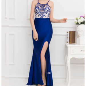 Trendy Embroidered Dress (Blue)