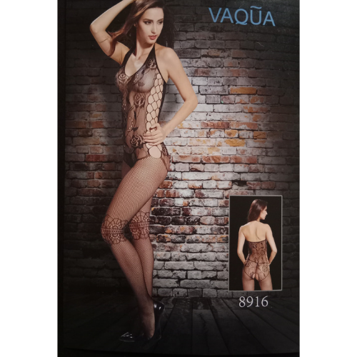 Halter Neck Open Sides Body Stocking with Flower Detail