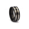Black Stainless Steel Ring with Double Silver Lines (Size X)
