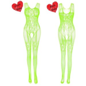 Classic Fishnet Crotch Less Body Stocking (Lime Green)