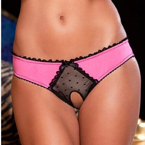 Cute and Hot Pink and Black Crotchless Bottom