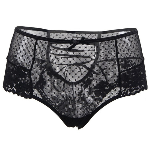 Gorgeous High Waist Lace Strappy Panty (Black)