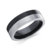 Half Black Half Silver Stainless Steel Ring (Size U)