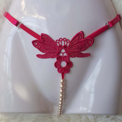 Hot Kinky Little Butterfly Pearl Thong (Pink)