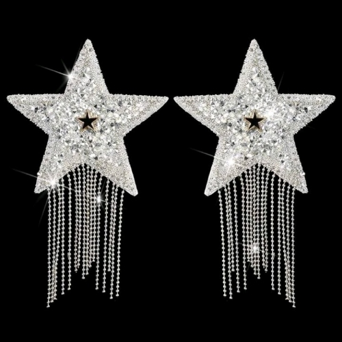 Multiple Sized Rhinestone Detail Star Nipple Pasties with Center Star Accent