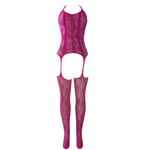 Plus Size Cut Out Crotchless Body Stocking (Rose Red)