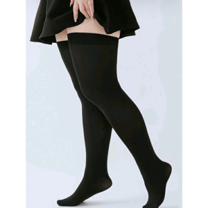 Plus Size Thigh High Sheer Mesh Stockings (Black)