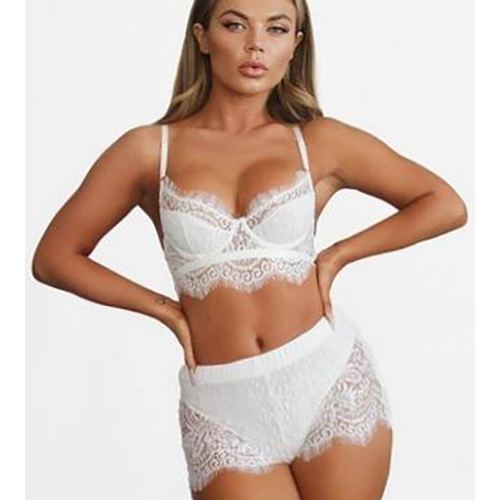 Pretty White Push Up Lace Bralette and Short Set