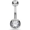 Stainless Steel Belly Ring (Clear CZ)