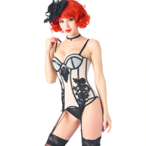 Gorgeous Vintage Pin Up Corset (Black and Cream)
