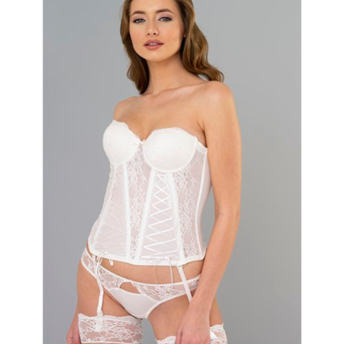 Lady Sylvia Gorgeous Corset and G-String Lace Set (Off-White)