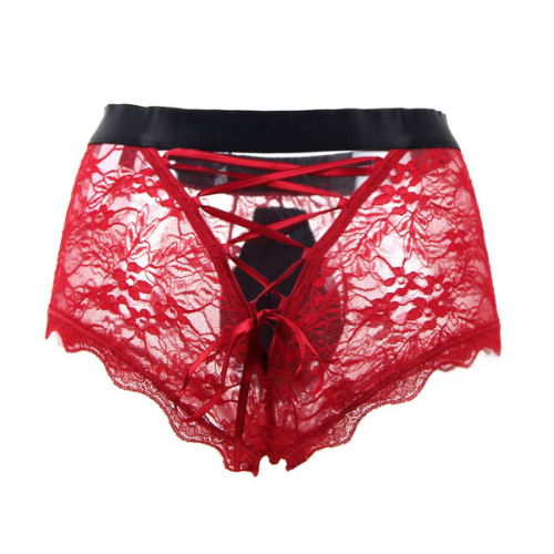 Sexy Red Lace Strappy Gents Bottom - No Model Back