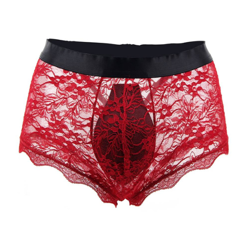 Sexy Red Lace Strappy Gents Bottom - No Model Front