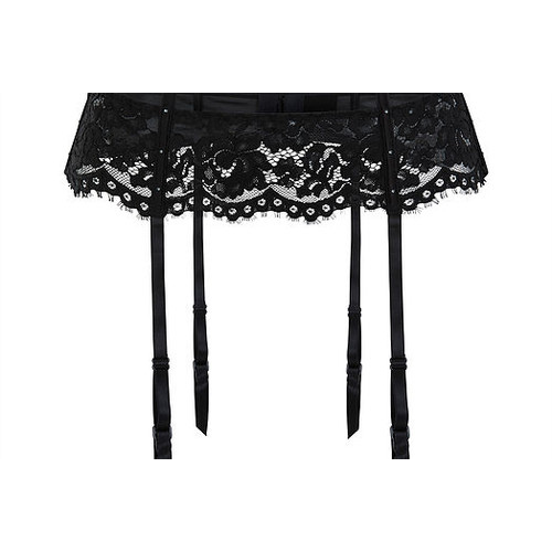 Thin Lace Garter with Bow (Black)