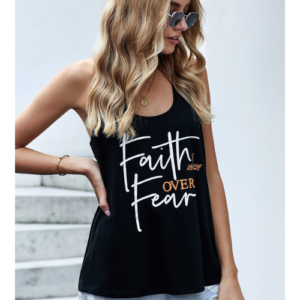 Comfortable Tank Top with Keeping The Faith Print