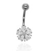 Stainless Steel Belly Ring (Clear Flower CZ)