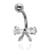 Stainless Steel Belly Ring (Clear CZ Bow)