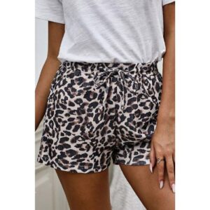 Drawstring Waist Shorts (Leopard)