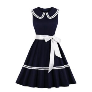 Vintage Dark Blue A-Line Swing Dress