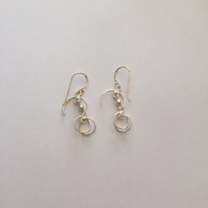 Dangling Sterling Silver Earrings with Half Circle and Double Bottom Circles