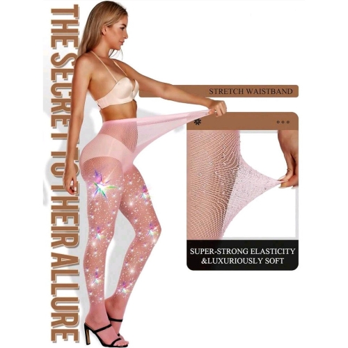 Rhinestone-Detailed-Fishnet-Pantyhose-Pink-Side.jpg - Sarita-Inc Sarita-Inc -