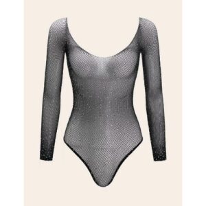 Rounded-Neckline-Long-Sleeve-Rhinestone-Detailed-Fishnet-Teddy.jpg - Sarita-Inc Sarita-Inc -