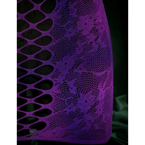 Asymmetric Single Shoulder Body Stocking Dress - Mesh Detail Close Up - Sarita-Inc Sarita-Inc - Asymmetric Single Shoulder Body Stocking Dress - Mesh Detail Close Up