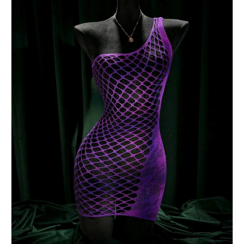 Asymmetric Single Shoulder Body Stocking Dress - No Model Front - Sarita-Inc Sarita-Inc - Asymmetric Single Shoulder Body Stocking Dress - No Model Front