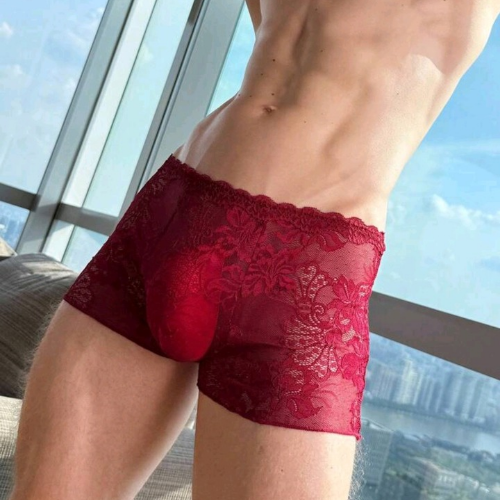 Burgundy Lace Gents Boxers - Front Side - Sarita-Inc Sarita-Inc - Burgundy Lace Gents Boxers - Front Side
