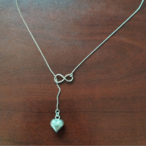 Dangling Heart Looped Through Infinity Sterling Silver Chain
