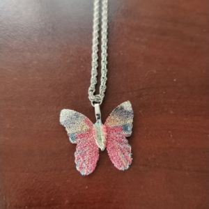 Multi Color Butterfly Pendant with Stainless Steel Chain (50cm)