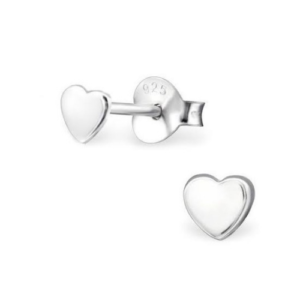Small Solid Sterling Silver Heart Studs